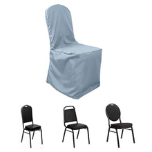 Dusty Blue Polyester Banquet Chair Cover, Reusable Stain Resistant Slip On Chair Cover