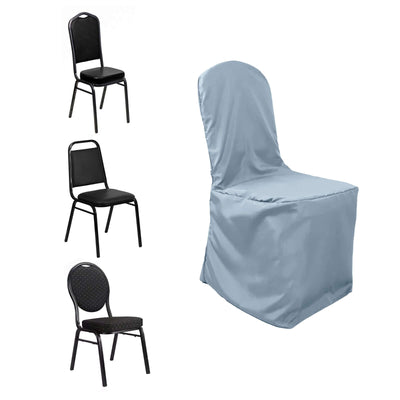Polyester Banquet Chair Cover Dusty Blue - Reusable Stain-Resistant Slipcover