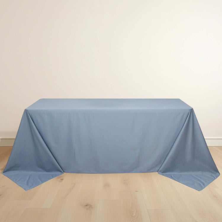 Dusty Blue Premium Scuba Rectangular Tablecloth, Wrinkle Free Polyester Seamless Tablecloth