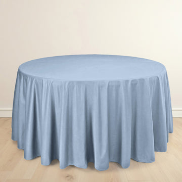 Dusty Blue Premium Scuba Round Tablecloth, Wrinkle Free Polyester Seamless Tablecloth 120" for 5 Foot Table With Floor-Length Drop