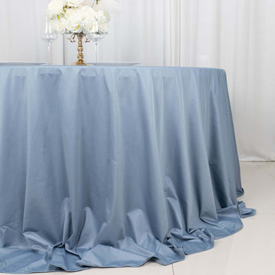 Scuba Round Tablecloth 132" Dusty Blue - Seamless & Wrinkle Free Table Cover