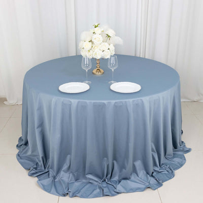 Scuba Round Tablecloth 132" Dusty Blue - Seamless & Wrinkle Free Table Cover