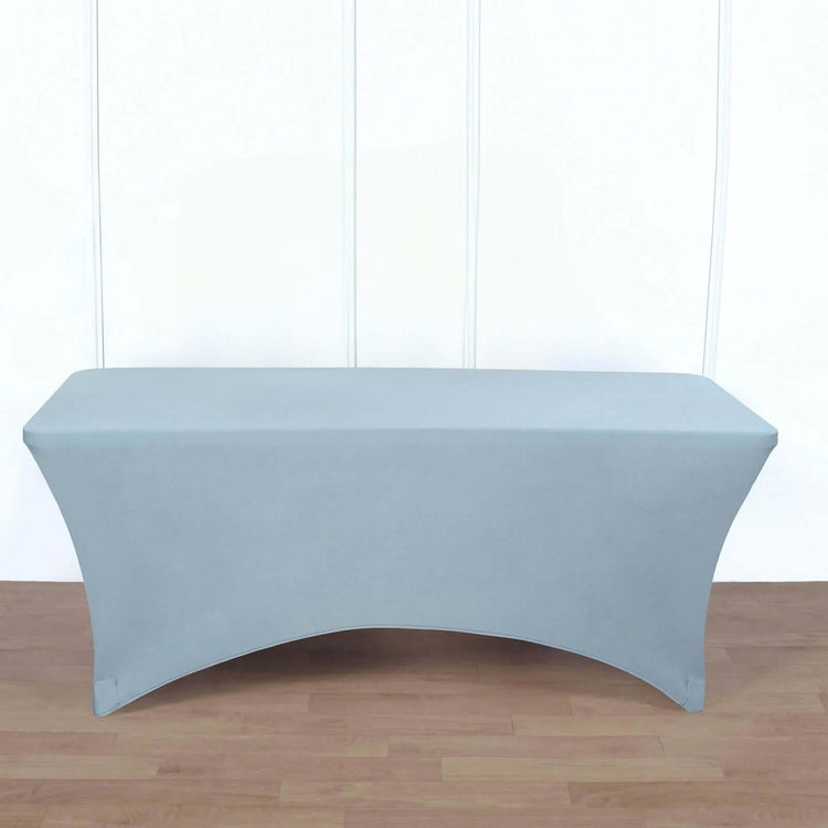 6ft Dusty Blue Spandex Stretch Fitted Rectangular Tablecloth