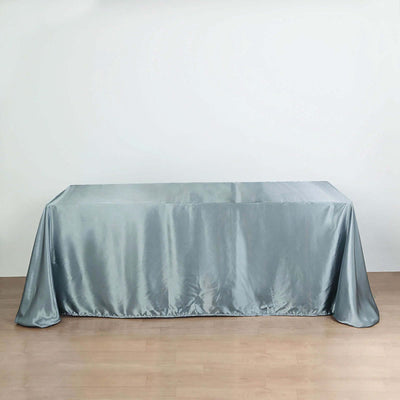 Satin Rectangular Tablecloth 90"x156" Dusty Blue - Seamless Table Cover