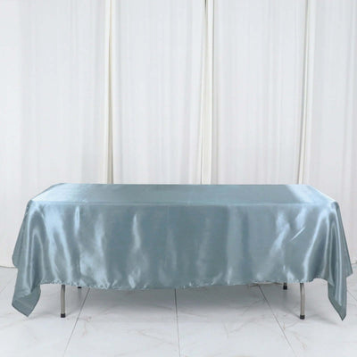 Satin Rectangular Tablecloth 60"x102" Dusty Blue - Wrinkle-Resistant & Durable Table Cover