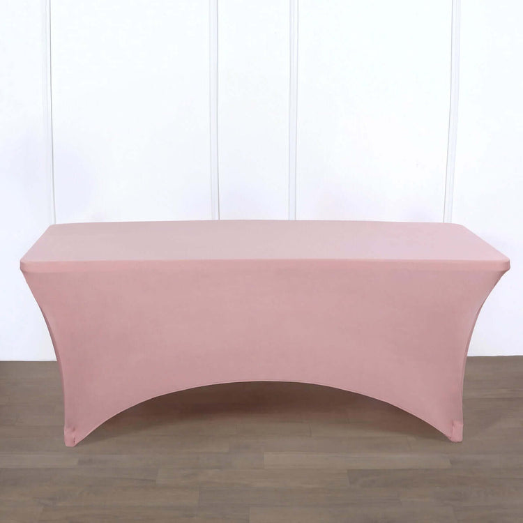 6ft Dusty Rose Spandex Stretch Fitted Rectangular Tablecloth