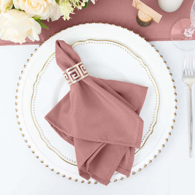 5 Pack Polyester Napkins 17"x17" Dusty Rose - Wrinkle Resistant & Easy Care Cloth Napkins