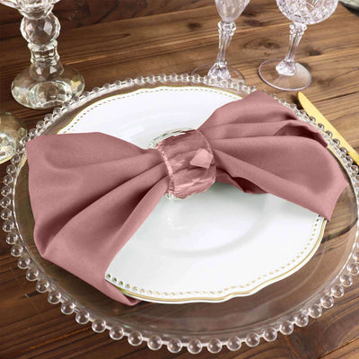 5 Pack Polyester Napkins 17"x17" Dusty Rose - Wrinkle Resistant & Easy Care Cloth Napkins