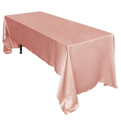 Satin Rectangular Tablecloth 60"x126" Dusty Rose - Wrinkle-Resistant & Durable Table Cover