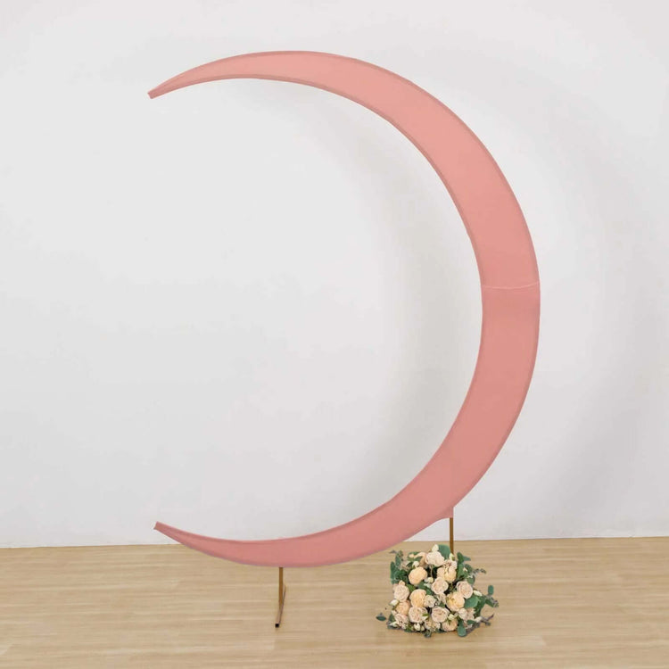 Dusty Rose Spandex Crescent Moon Chiara Backdrop Stand Cover, Wedding Arch Cover