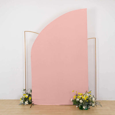 Dusty Rose Spandex Fitted Chiara Backdrop Stand Cover For Half Moon Top Wedding Arch - 8ft
