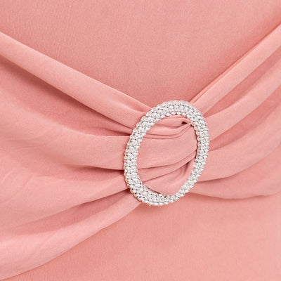 Stretch Spandex Folding Chair Cover Dusty Rose - Wrinkle Resistant Fitted Slipcover with Silver Rhinestone Buckled Sash Band Accent