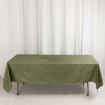 Dusty Sage Green Accordion Crinkle Taffeta Rectangle Tablecloth 60"x102" Seamless