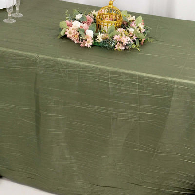 Taffeta Rectangle Tablecloth 90"x156" Dusty Sage Green with Accordion Crinkle Design - Seamless Finish
