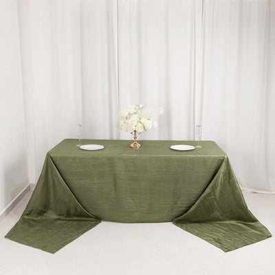 Taffeta Rectangle Tablecloth 90"x156" Dusty Sage Green with Accordion Crinkle Design - Seamless Finish
