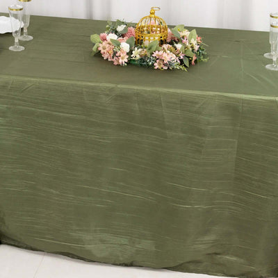 Taffeta Rectangle Tablecloth 90"x132" Dusty Sage Green with Accordion Crinkle Design - Seamless Finish