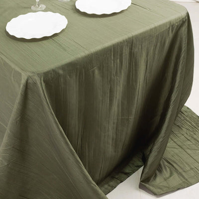 Taffeta Rectangle Tablecloth 90"x132" Dusty Sage Green with Accordion Crinkle Design - Seamless Finish