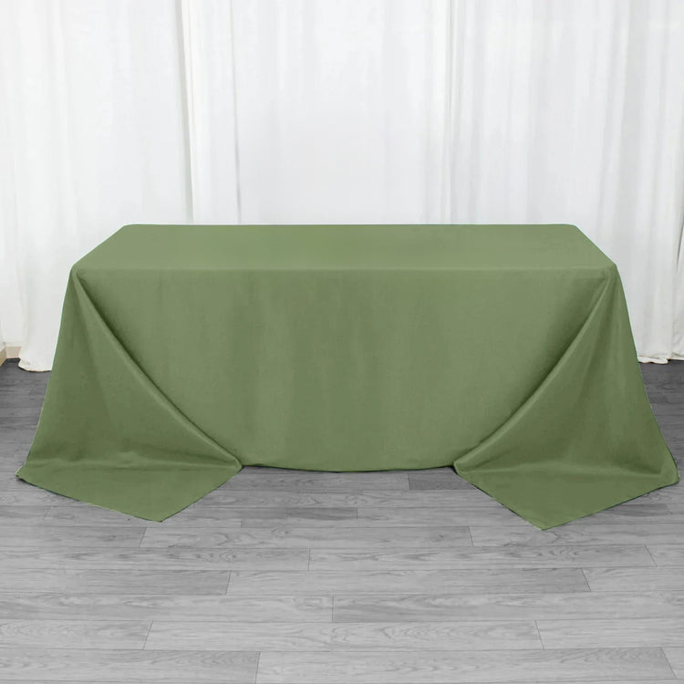 Dusty Sage Green Seamless Premium Polyester Rectangular Tablecloth 220GSM 90"x132" for 6 Foot Table With Floor-Length Drop