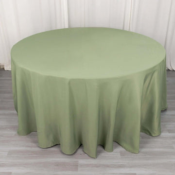 Dusty Sage Green Seamless Premium Polyester Round Tablecloth 220GSM 120" for 5 Foot Table With Floor-Length Drop