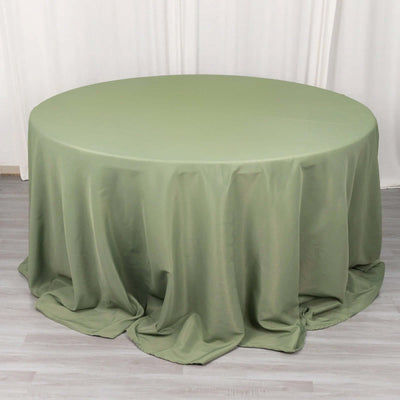 Premium Polyester Round Tablecloth 132" Dusty Sage Green - Seamless 220GSM Table Cover