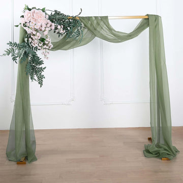 Dusty Sage Green Sheer Organza Wedding Arch Draping Fabric, Long Curtain Backdrop Window Scarf Valance 18ft