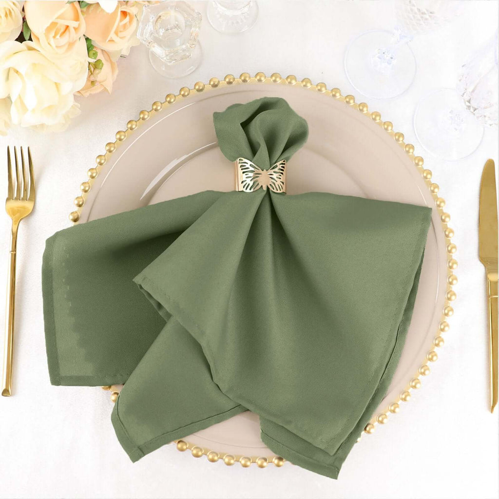 Dusty Sage Green Cloth Polyester Dinner Napkins | eFavormart.com