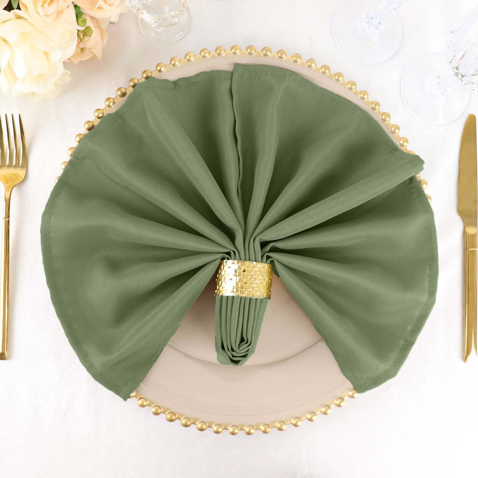 Dusty Sage Green Polyester Dinner Napkins | eFavormart.com