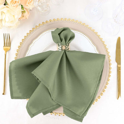 5 Pack Polyester Napkins 17"x17" Dusty Sage Green - Wrinkle Resistant & Easy Care Cloth Napkins