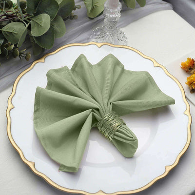 5 Pack Polyester Napkins 17"x17" Dusty Sage Green - Wrinkle Resistant & Easy Care Cloth Napkins