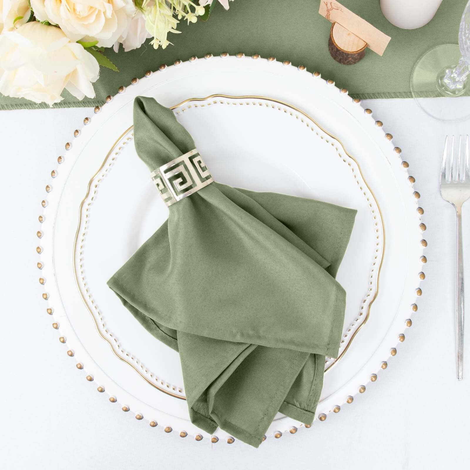 5 Pack Dusty Sage Green Cloth Dinner Napkins 17