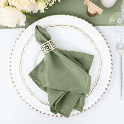 5 Pack Polyester Napkins 17"x17" Dusty Sage Green - Wrinkle Resistant & Easy Care Cloth Napkins