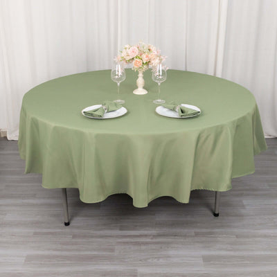Premium Polyester Round Tablecloth 90" Dusty Sage Green - 220GSM Wrinkle-Resistant & Durable Table Cover
