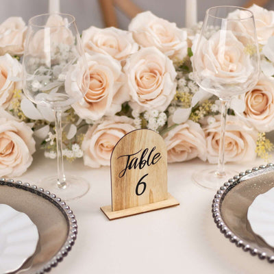 20-Pack Wooden Arch Table Numbers 4.5", 1-20 Natural Rustic Table Number Placecard - Perfect for Wedding and Event Tables