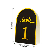 25 Pack Black Arch Wedding Table Numbers with Metallic Gold Foil 1-25 Numbers Print