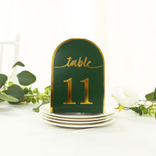 25 Pack Hunter Emerald Green Arch Wedding Table Numbers with Metallic Gold Foil