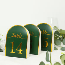 25 Pack Hunter Emerald Green Arch Wedding Table Numbers with Metallic Gold Foil