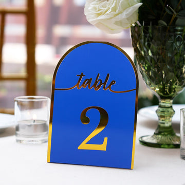 <span style="background-color:transparent;color:#000000;">Elegant Royal Blue Gold Arch Cutout Paper Table Numbers</span>