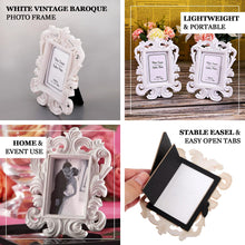 4 Pack White Resin Vintage Baroque Picture Frames, Rectangle Mini Photo Frame Party Favor