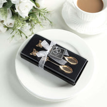 2 Pack Gold Metal Butterfly Handle Coffee Spoons in Clear Top Black Gift Box