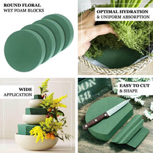 6 Pack Green Large Round Floral Foam Blocks for Fresh Flowers, Wet Styrofoam Bricks Artificial 6inch