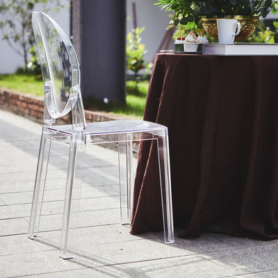Acrylic Banquet Ghost Chair Clear with Oval Back - Transparent Armless Design for Sophisticated Events