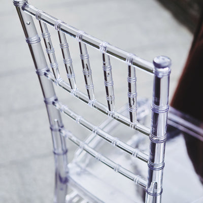 8 Pack Chiavari Chairs Transparent and Stackable Clear - Sleek Armless Design for Weddings & Gatherings