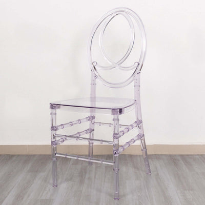 Acrylic Phoenix Chiavari Ghost Chair Transparent Resin Stackable with Oval Back Clear - Armless Design for Events