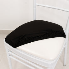 5 Pack Black Spandex Chiavari Chair Cushion Covers, Stretch Fitted Dining Chair Seat Pad