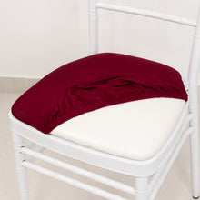 5 Pack Burgundy Spandex Chiavari Chair Cushion Covers, Stretch Fitted Dining Chair Seat Pad