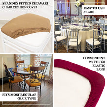 5 Pack Taupe Spandex Chiavari Chair Cushion Covers, Stretch Fitted Dining Chair Seat Pad