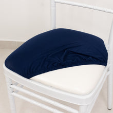 5 Pack Navy Blue Spandex Chiavari Chair Cushion Covers, Stretch Fitted Dining Chair Seat Pad