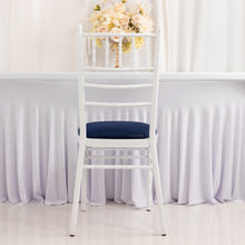 5 Pack Navy Blue Spandex Chiavari Chair Cushion Covers, Stretch Fitted Dining Chair Seat Pad