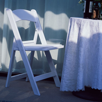Resin Folding Chair White with Vinyl Padded Seat - Durable Design for Weddings & Indoor/Outdoor Events