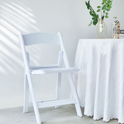 Resin Folding Chair White with Vinyl Padded Seat - Durable Design for Weddings & Indoor/Outdoor Events